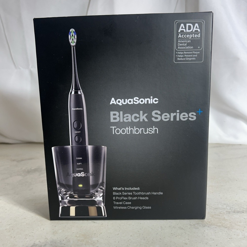 Aquasonic Geniune Black Series Electric Toothbrush - Ultra With Cup